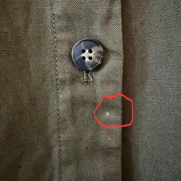 Faherty Linen Blend Palos Verdes Shirt Dress Olive Green Utility Coastal SZ L - Picture 15 of 16